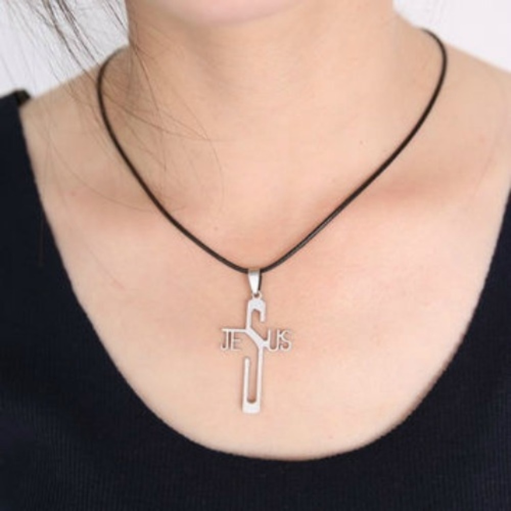 Jesus Cross Stainless Steel Pendant Necklace